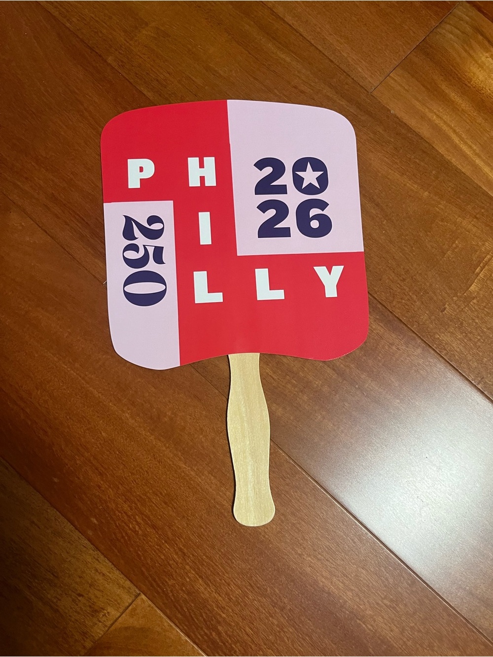 Philly 2026 Red and Pink Party Hand Fan